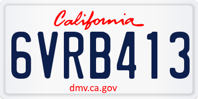 CA license plate 6VRB413