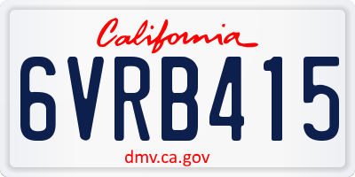 CA license plate 6VRB415