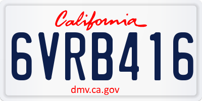 CA license plate 6VRB416