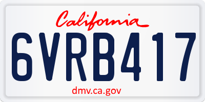 CA license plate 6VRB417