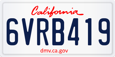CA license plate 6VRB419