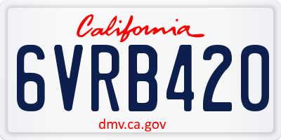 CA license plate 6VRB420