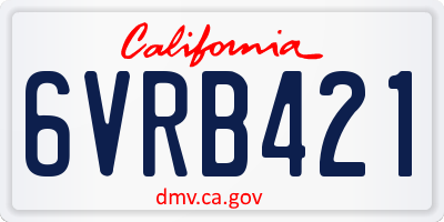 CA license plate 6VRB421