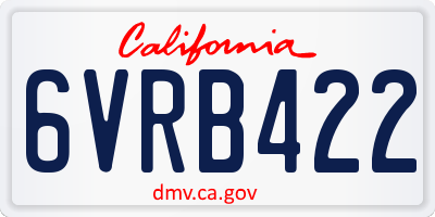CA license plate 6VRB422