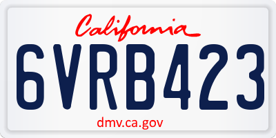 CA license plate 6VRB423