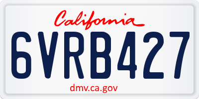 CA license plate 6VRB427