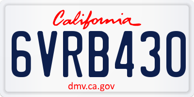 CA license plate 6VRB430