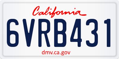 CA license plate 6VRB431