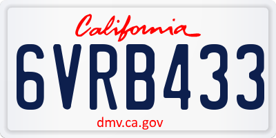 CA license plate 6VRB433