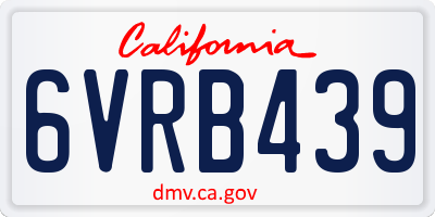 CA license plate 6VRB439