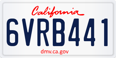 CA license plate 6VRB441