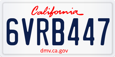 CA license plate 6VRB447
