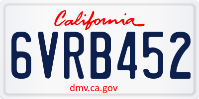 CA license plate 6VRB452
