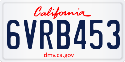 CA license plate 6VRB453
