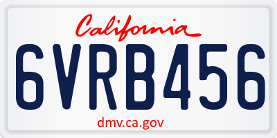 CA license plate 6VRB456