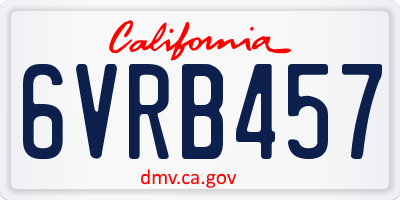 CA license plate 6VRB457