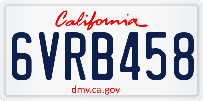 CA license plate 6VRB458