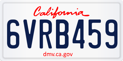 CA license plate 6VRB459