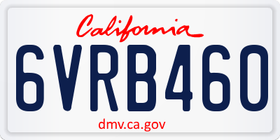 CA license plate 6VRB460