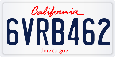 CA license plate 6VRB462