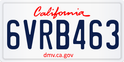 CA license plate 6VRB463