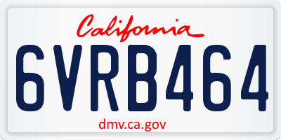 CA license plate 6VRB464