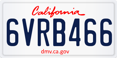 CA license plate 6VRB466