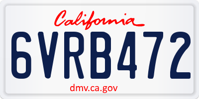 CA license plate 6VRB472