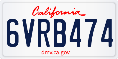 CA license plate 6VRB474