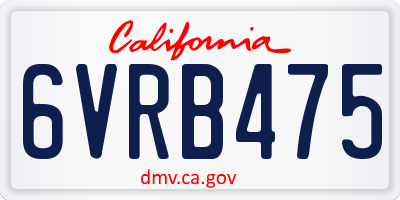 CA license plate 6VRB475