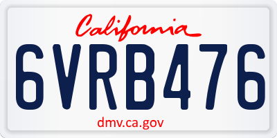 CA license plate 6VRB476