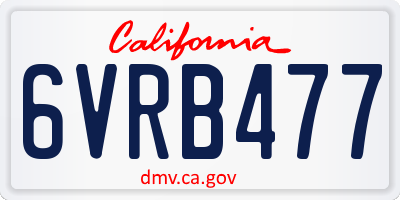 CA license plate 6VRB477