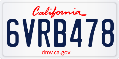 CA license plate 6VRB478