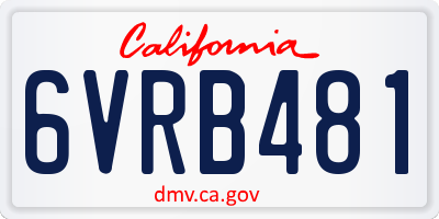 CA license plate 6VRB481