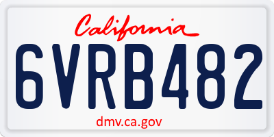 CA license plate 6VRB482