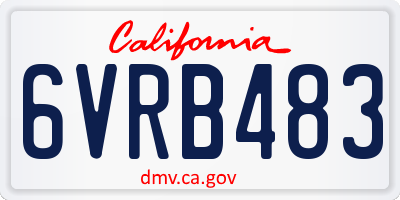 CA license plate 6VRB483