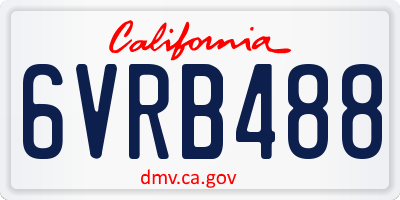 CA license plate 6VRB488