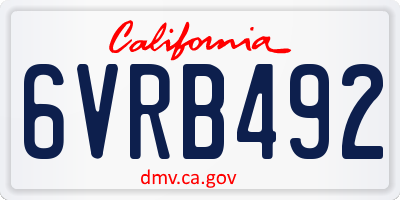 CA license plate 6VRB492