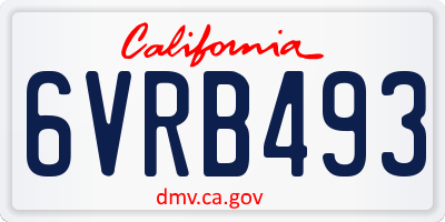 CA license plate 6VRB493