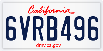 CA license plate 6VRB496