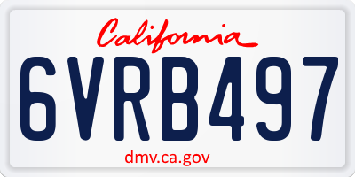 CA license plate 6VRB497