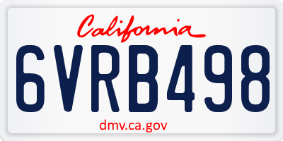 CA license plate 6VRB498