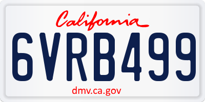 CA license plate 6VRB499