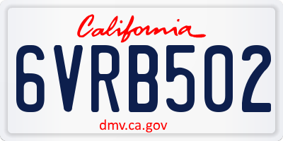 CA license plate 6VRB502