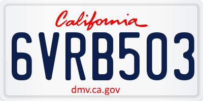 CA license plate 6VRB503