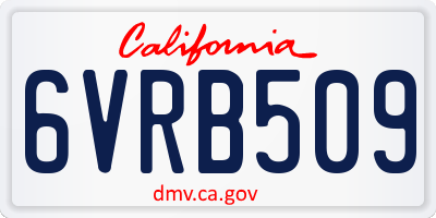 CA license plate 6VRB509