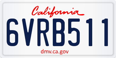 CA license plate 6VRB511