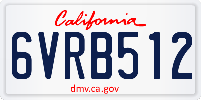 CA license plate 6VRB512