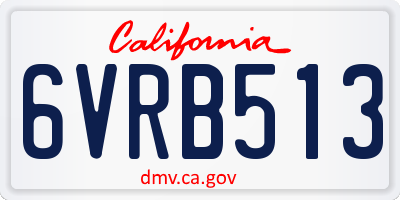 CA license plate 6VRB513