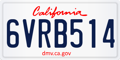 CA license plate 6VRB514